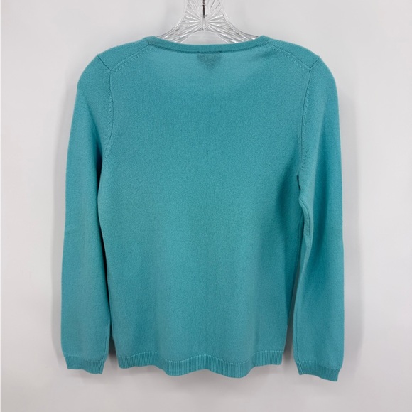 Talbots Pure Cashmere Crewneck Sweater Aqua Size Petite S - Picture 5 of 8